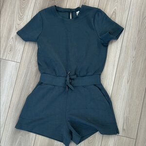 SPANX | Air Luxe Shorts Romper on slate blue